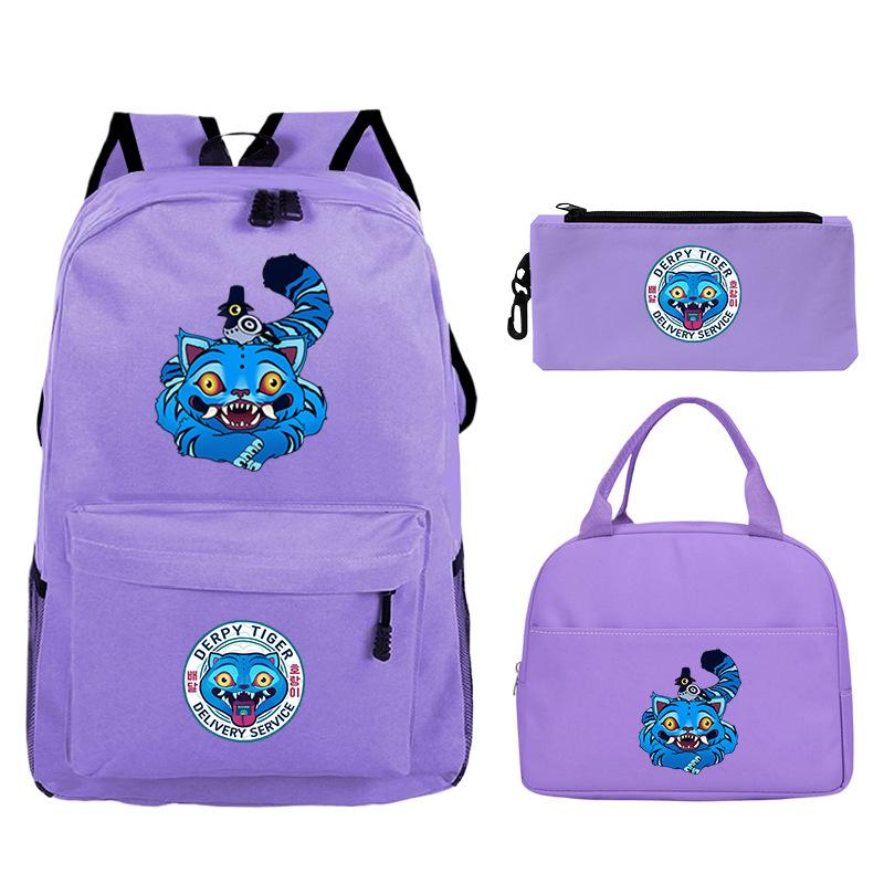 Demon Hunters Printed Children's Backpack Three-piece Campus Fashion Primary and Secondary School Students Large Capacity School Bag
