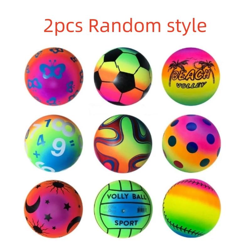 Environmentally Friendly Rainbow Ball Toys Children'S Party Gifts Indoor And Outdoor Game Sports Soft And Elastic Leather Ball