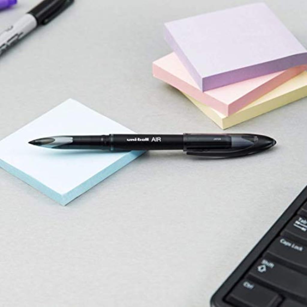 uni-ball Air 0.5mm Roller Ball Pen Black Ink Pack of 12 | Waterproof, Smudge Free, Long-Lasting Office & School Writing