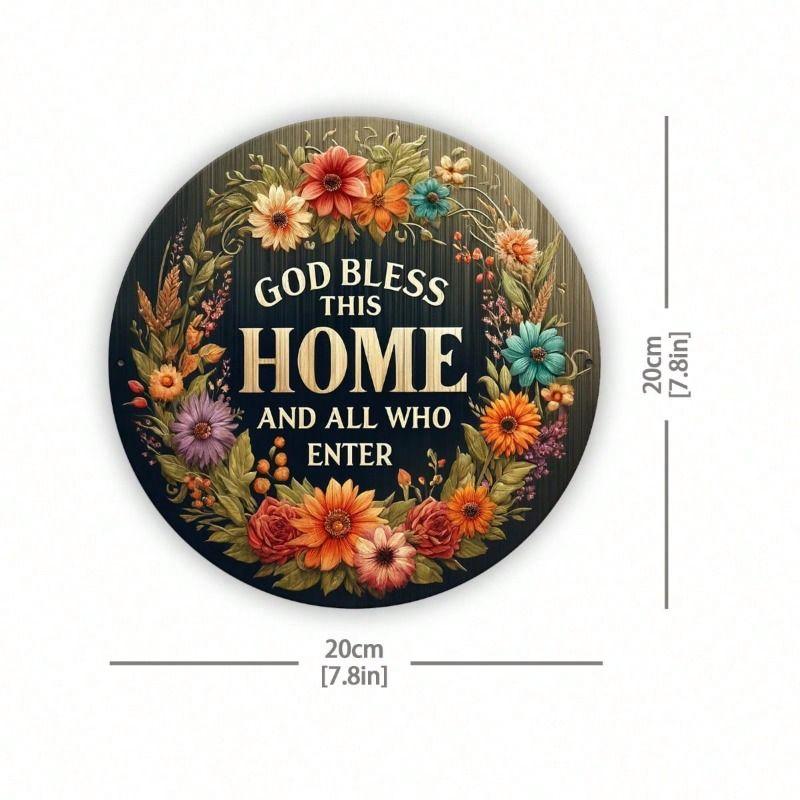 Metal Tin Sign Floral Pattern Wall Art Home Decor 20x20cm