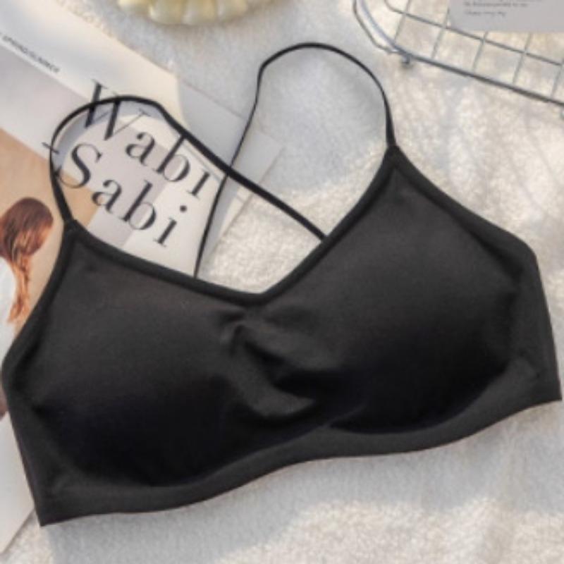 Wireless Seamless Thin Strap Back Beauty Gathering Push Up Bra For Women