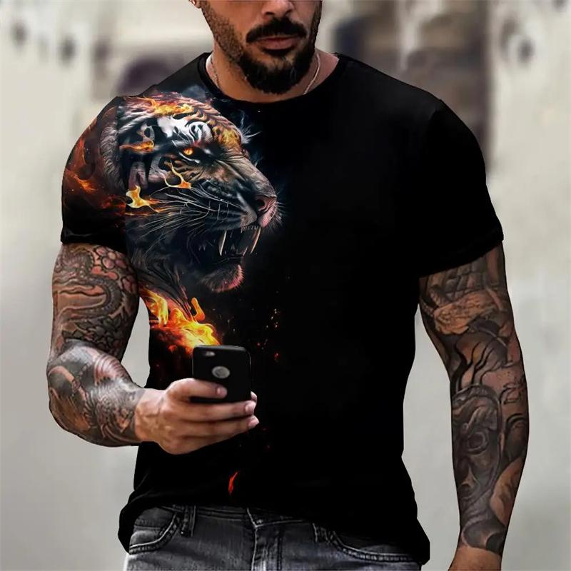 3D printed men's T-shirt summer short sleeved round neck clothing