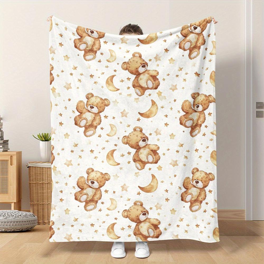 

1 шт. Плед с тематикой медведя, Идея подарка на детские годовщины, Идеально для рождественских подарков и подарков на День благодарения, Теплый аксессуар для спальни 30x40in