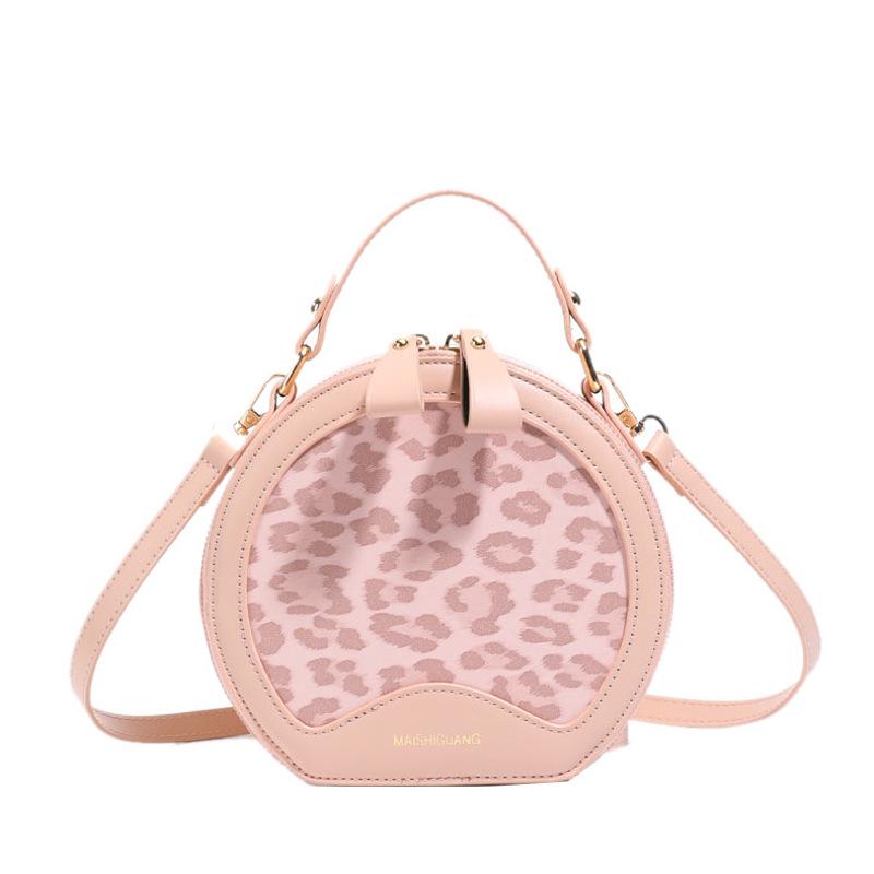2025 Leopard Print Single Shoulder Crossbody: Women's Retro Round Handbag In Celebrity Fashion