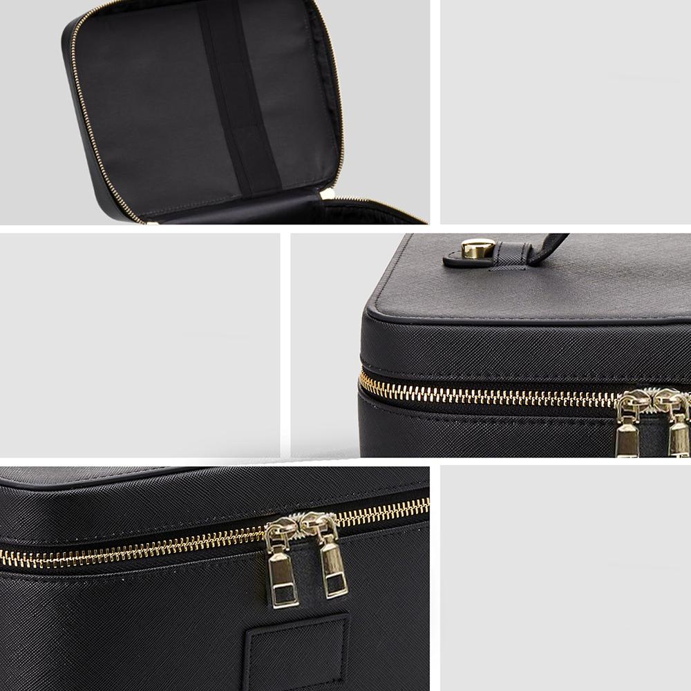 Large Capacity Makeup Bag Portable Fashion PU Leather Handheld Cosmetic Case Solid Color Travel Outdoor Storage Cosmetic Bags