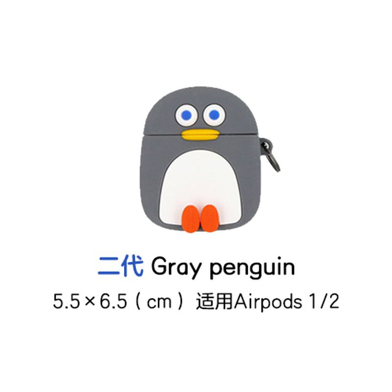 

Wireless Bluetooth Earbuds Case 2/3 Generation Pro Second Generation and Third Generation Pro2 Charging Case Protective Case Silicone Case [1/2 Generation] Gray penguin
