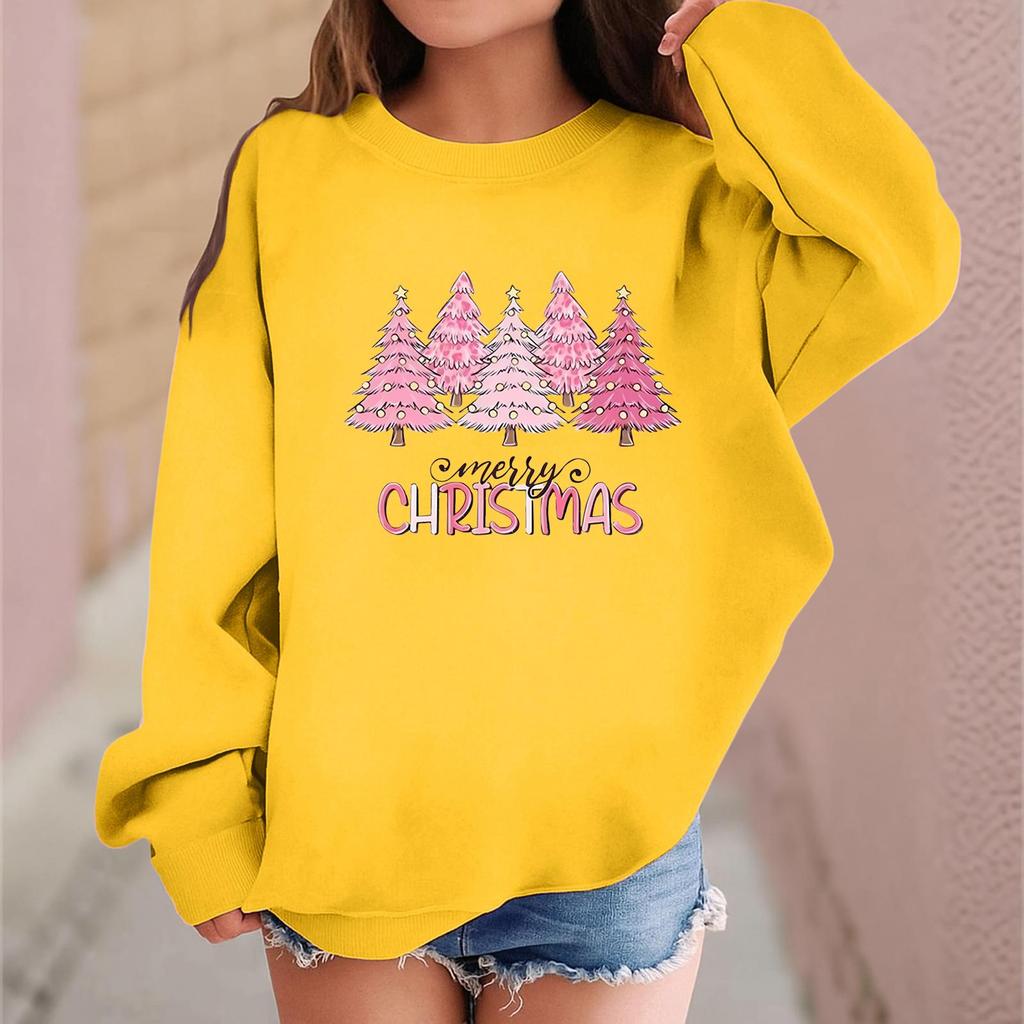 Children's Fashionable Casual Long-sleeved Loose Christmas Print Pullover Sweatshirt