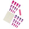 Womens Square Full Cover Medium Length Artificial Nail with Hot Pink Feathered Design 24 Pieces Set Coffun Press On Nail