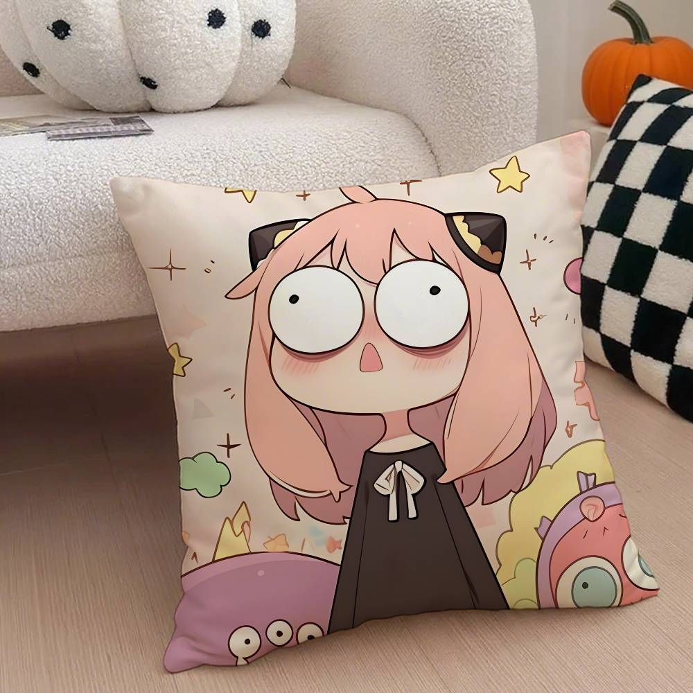 Anya Forger Pillow Case Anti-dustmite Pillowcase Invisible Zipper Silky Short Plush Sofa Cushion Cover