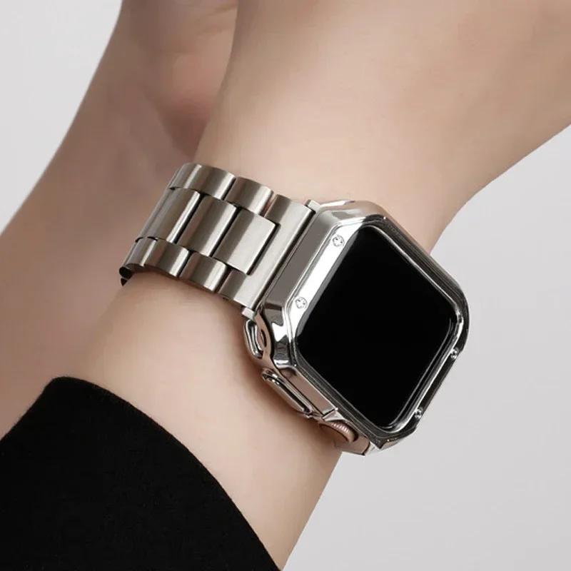 Stainless Steel titanium alloy Strap For Apple Watch Band Ultra 2 49mm 44mm 45mm 41mm Bracelet iwatch Series 6/7/8/9 watch case