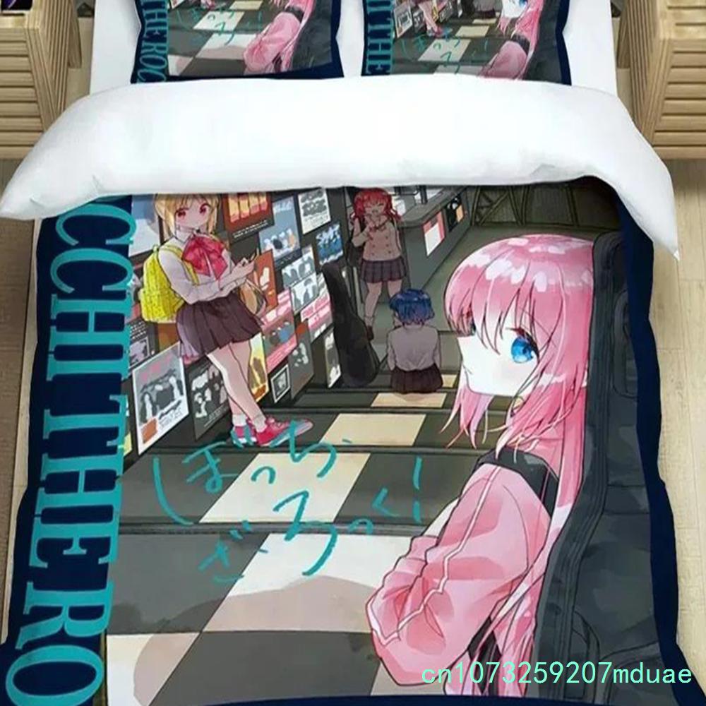 New Anime Bocchi The Rock Kessoku Band Bedding Set Duvet Cover Quilt Cover Pillowcase Comforter King Queen Size Boys Adult