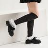 Aesthetic Elegant Layered Ruffled Lace Trim Leg Warmer for Women Japanese Cable Knit Leg Sleeve Covers Knee Length Socks