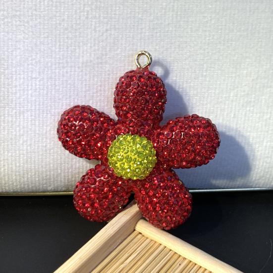 Keychain Pendant Small Flowers Shiny Rhinestone Sunflower Charm Key Chain Decorative Backpack Bag Accessories