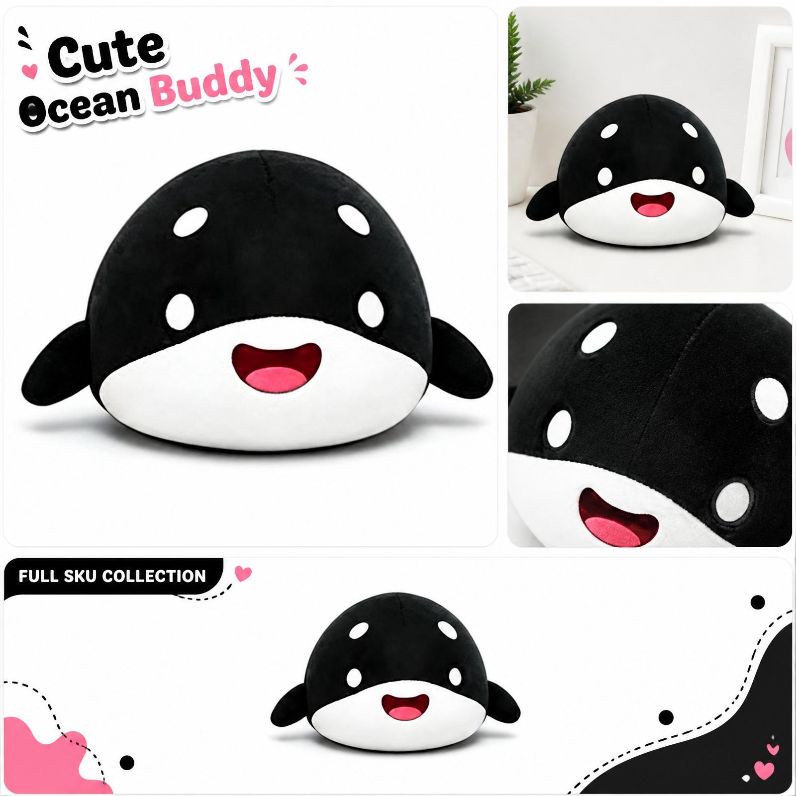 Soft Plush Whale Stuffed Animal Toy Large Size Cuddly Marine Mammal Plushie for Kids and Collectors Gift Idea One Size