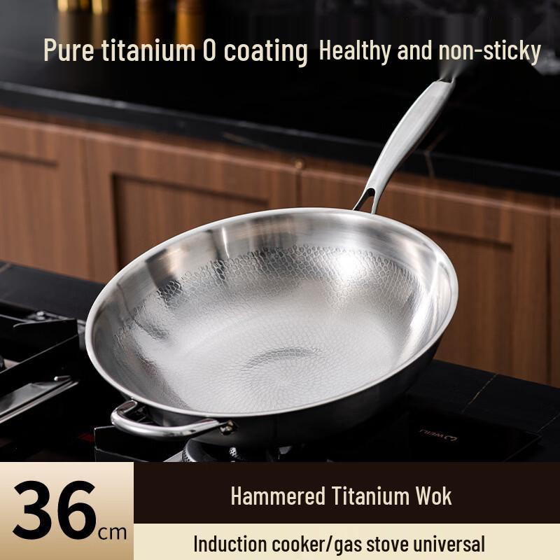 36cm Hammered Pure Titanium Non-Stick Wok
