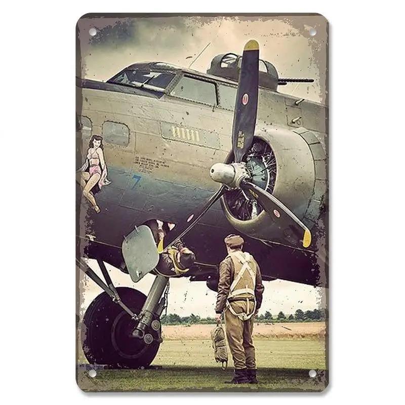 Vintage Airplane Posters Metal Tin Signs Decor Model Plane Meeting Aerien Metal Plate Wall Decor Bar Club