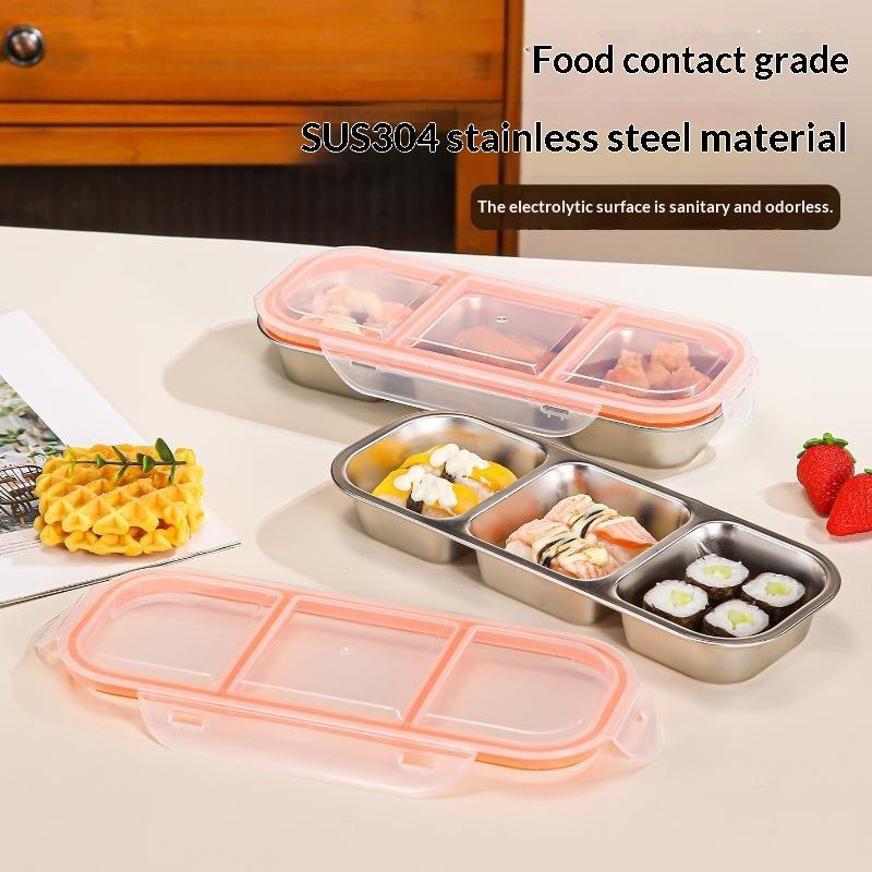 304 Stainless Steel Mini Compartment Lunch Box Easy Clean Portion Control Food Box for Home Outdoor Meal Prep