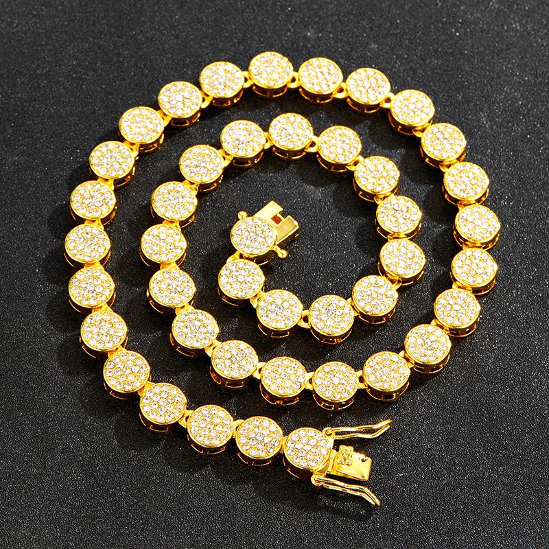 Women's Hip Hop Rock Candy Chain Necklace: Round Diamond Collarbone Jewelry
