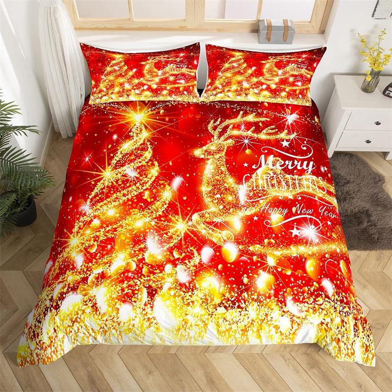 Vánoční povlak na přikrývku Santa Claus Ložní souprava Vánoční Šťastný Nový Rok Dekor Přikrývka Mikrovlákno Přehoz na postel Královská velikost