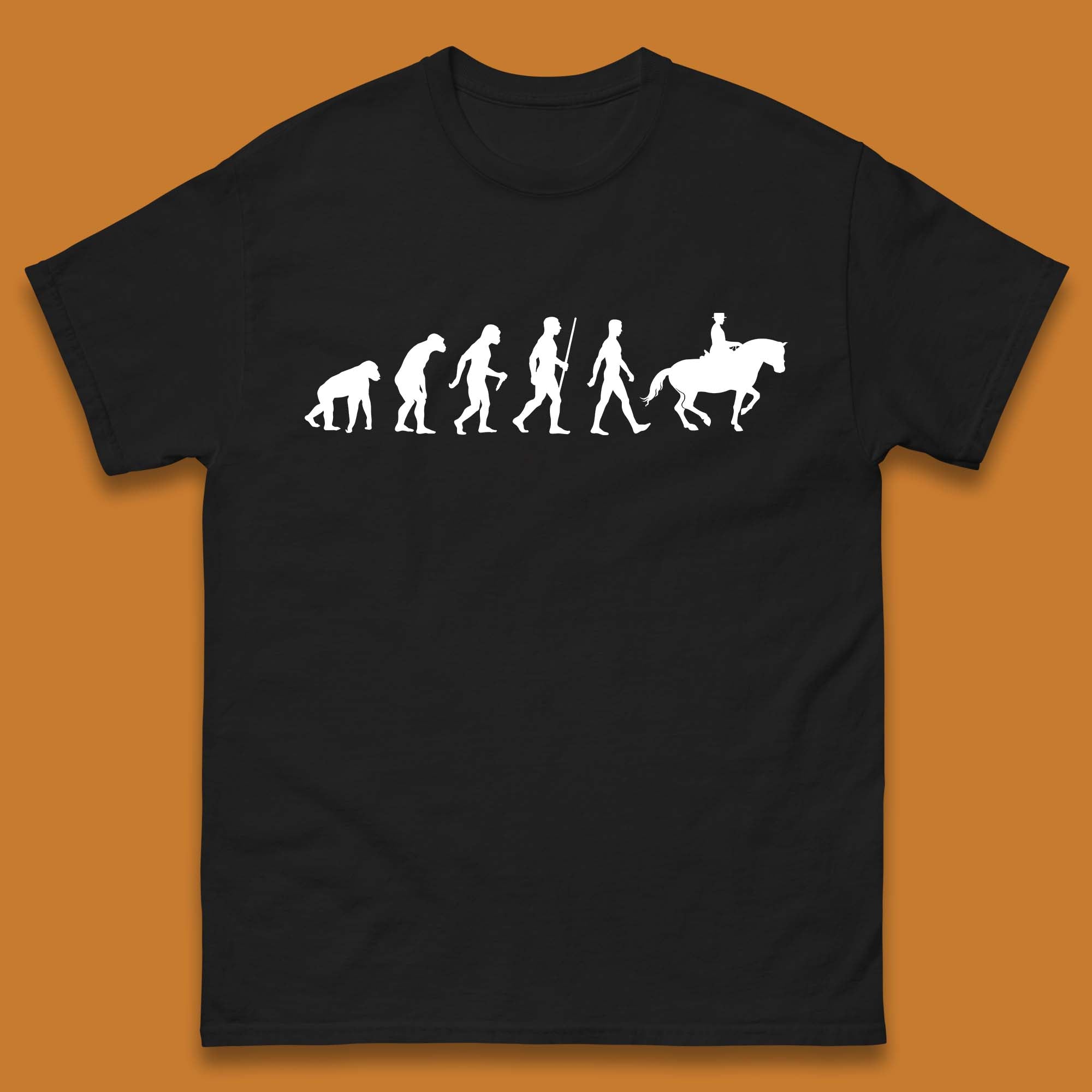 Horse Riding Evolution Equestrian Horse Racing Jockey Mens Tee Top 4XL
