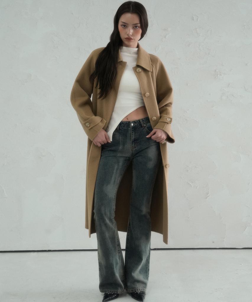 Avandress Hidden Handmade Wool Coat Oatmeal