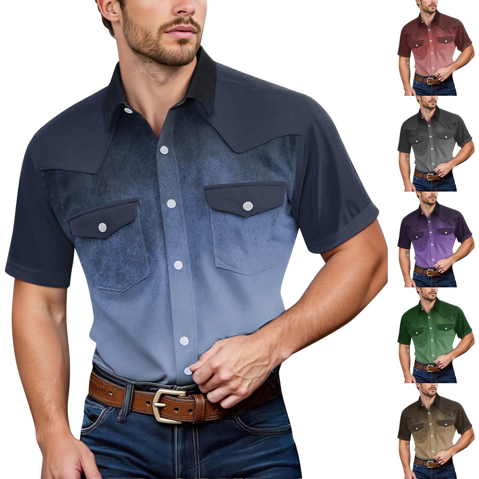 

Мужской модный топ кэжуал с короткими рукавами, лацканами и длиной до плеч L