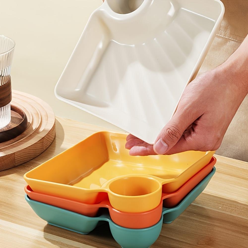 1/4pcs, Dumpling Plate With Sauce Dish, Potato, Water, Dumplings, Plate With Vinegar, Dinner Plate