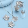 Vintage Gold Big Flower Pendant Necklace Bracelet Ring Stud Earring Set High-end Temperament Charm