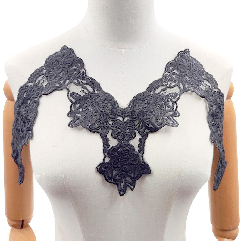 

Пижамный кружевной воротник, молочный шелк, вышивка, корсаж, сетчатый низ, вышивка, поддельный воротник, полиэстер, нагрудный воротник, кружево своими руками чёрный