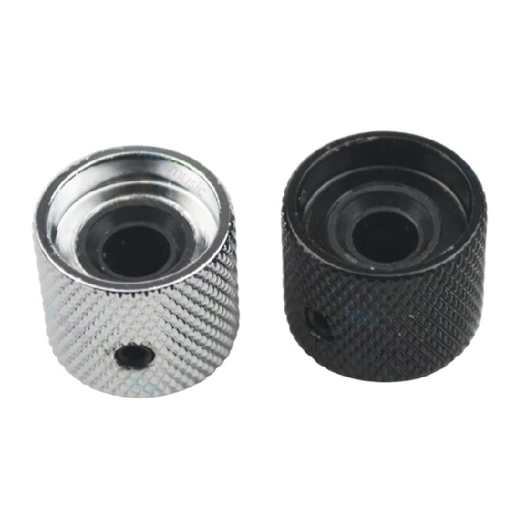 2 ks kovové knoflíky pro ovládání tónu a hlasitosti kytary, náhradní potenciometr, ovládací knoflíky pro elektrickou kytaru, basovou kytaru, kopulovité knoflíky s otvorem