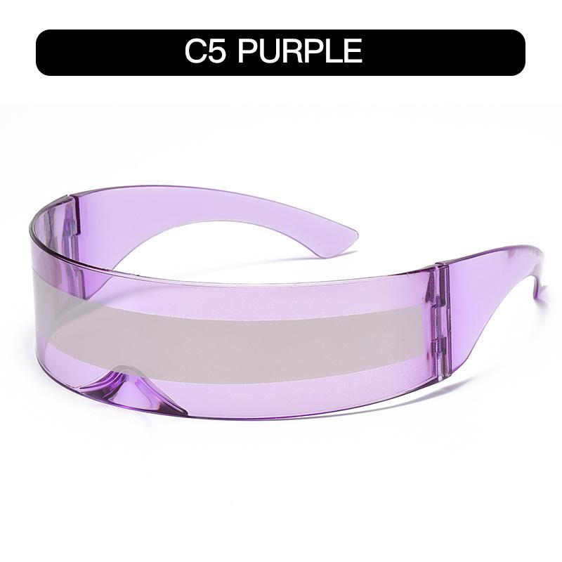 Y2K Future Warrior Rimless Sunglasses One Piece Lens Wrap Around Cyber Punk Futuristic Men Women Hip Hop Party Sun Glasses