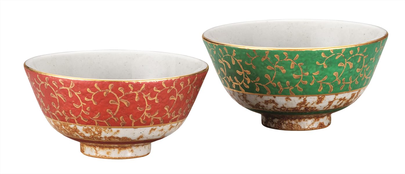 

Kutani ware Iwataya set of rice bowls, gold arabesque pattern, K9-517