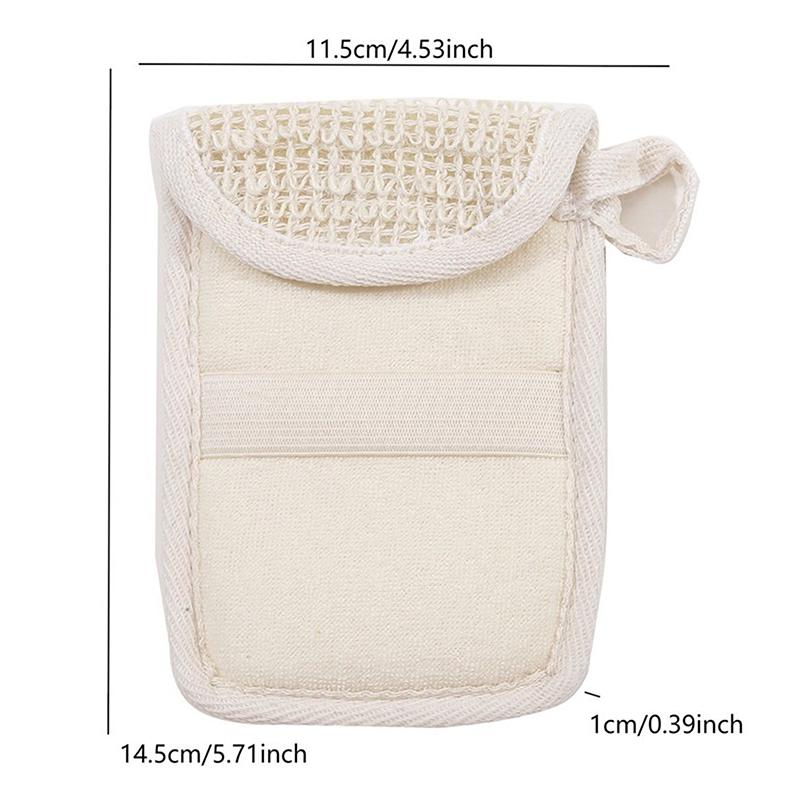 Linen-Cotton Flip Soap Foaming Net Bag Bath Scrubber Exfoliating Mesh Body Cleaning Bubble Helper Deep Cleaning Tool белый