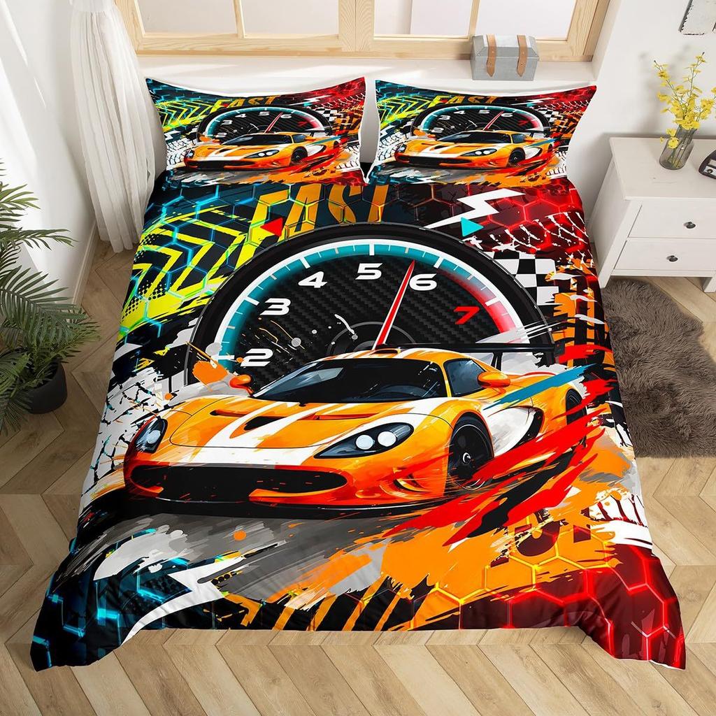 Off-Road Motorcycle Rider Three-Piece Quilt Cover 3D Digital Printing Bedding Set Bed Cover