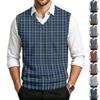 Men's Casual Wool V-Neck Knit Vest Sleeveless Sweater for Commute and Everyday Wear