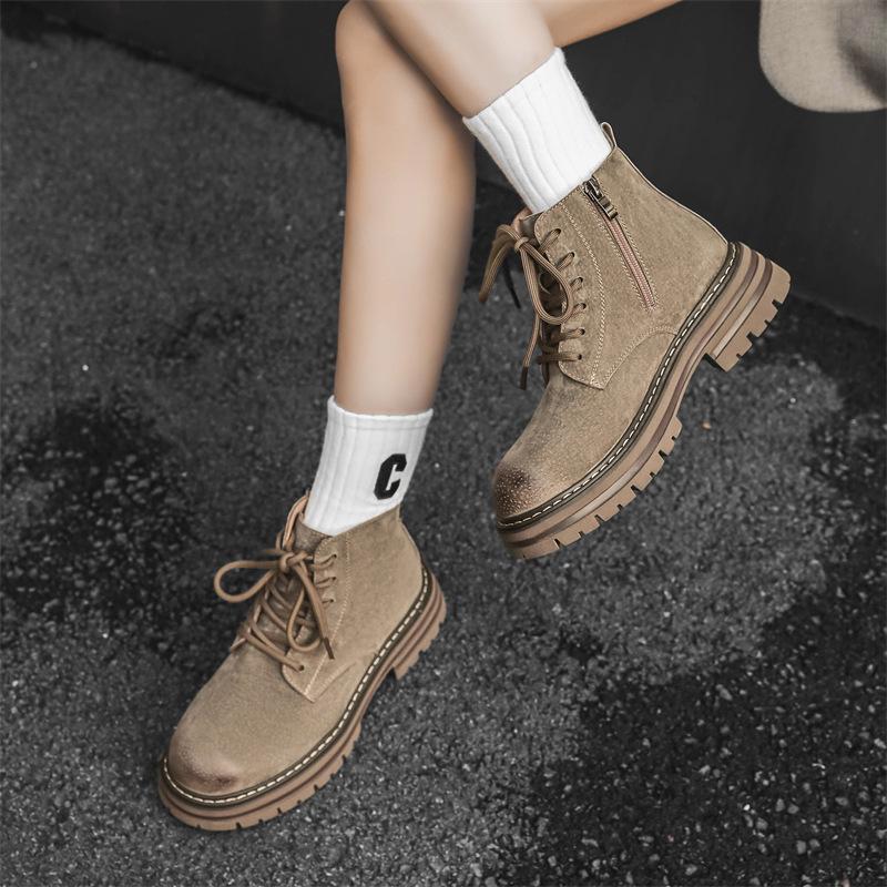 Martin Boots Herren Sommer atmungsaktiv High-Top Paar Werkzeugstiefel Rhabarberstiefel dicksohlige erhöhende kurze Stiefel 5781-H