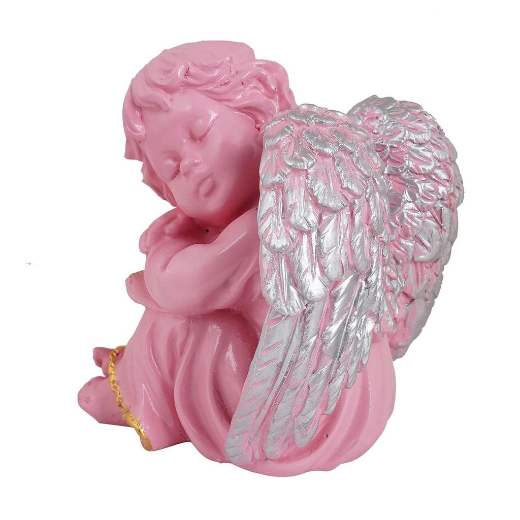 Winged Girl Statue for Home Decor Item | Fairy Girl Statue for Home Shelves Decor Showpiece (Angel Pink RS)