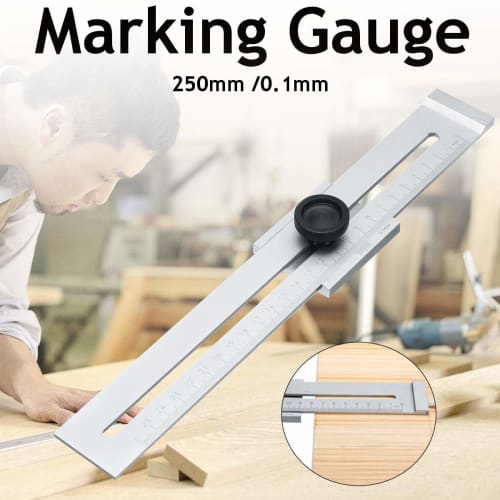 CarAngels Woodworking Ruler, Gauge, Sliding Square, Carpenter's Square for Measuring and Marking, Carbon Steel, Scribing Tool (250mm)