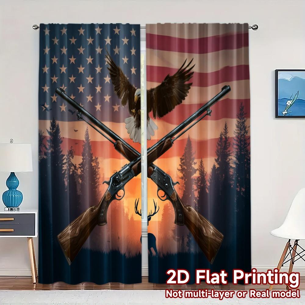 

2pcs 2D FLAT PRINTING Curtains (Without Rod) Eagle Spirit Chic Curtains Digital Printed 100% Polyester Curtains Festive Use for 100*130 Rod Pocket 1pcs