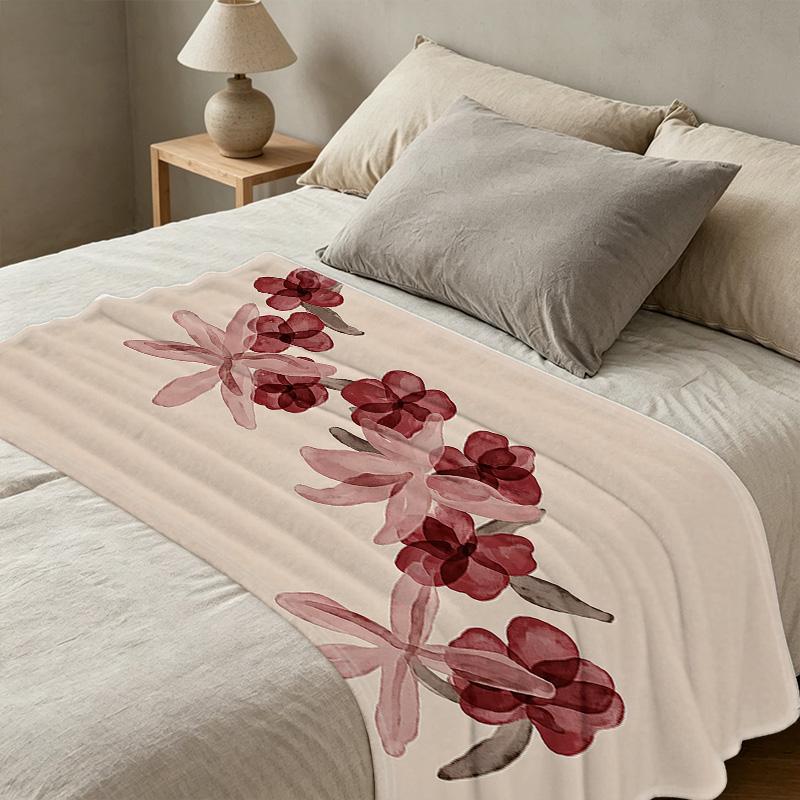 Soft Floral Flannel Blanket, Skin-friendly Cozy Throw for Home Decor, Dorm & Holiday Use (Christmas, Halloween)
