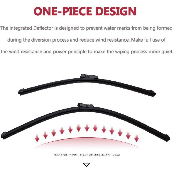 Windshield Wiper Blades For Model 3 Model Y 2017-2024, Original Equipment Replacement Wiper Strips (Set Of 2)
