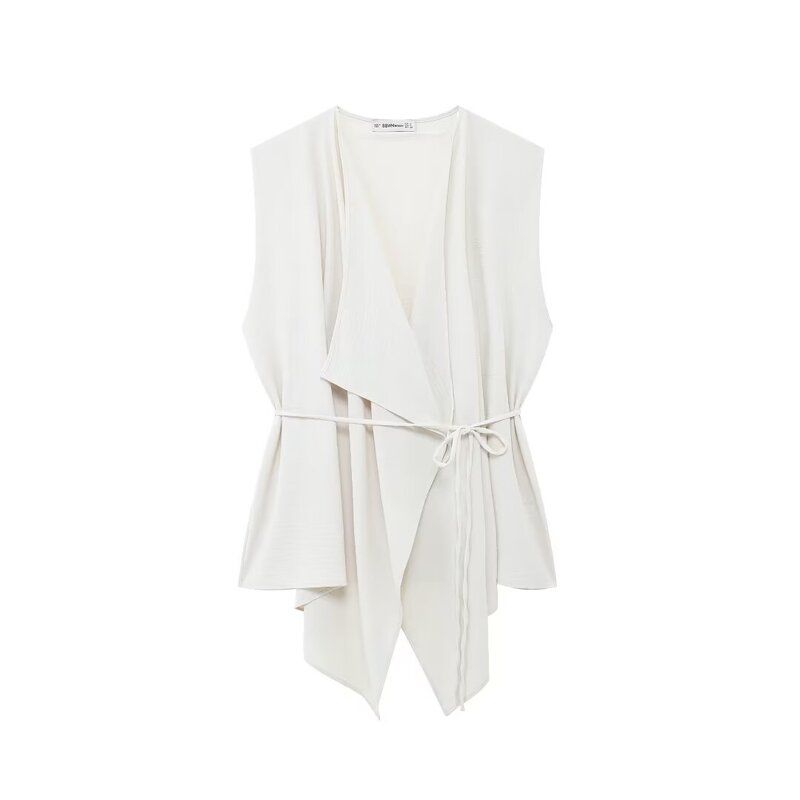 Fashion Style 2024 Autumn New Women's Clothing Stylish White Gentle Elegant Fitted Waist Vest 0264634