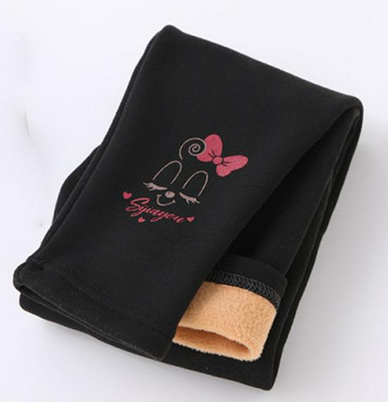 1W Girls' Fleece-Lined Warm Leggings - Autumn/Winter Style, Small & Medium Sizes, One-Piece Outerwear Pants