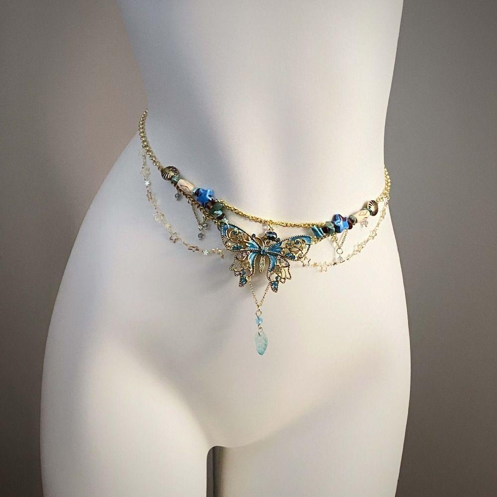 Elegant Belly Chain Butterfly Body Jewelry Fashion Hip Chain for Women
