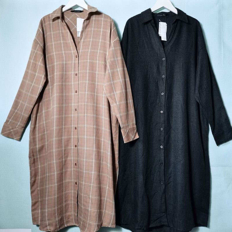 Export Export Tail Goods V Neck Kaihuai Long Shirt Dress Loose Leisure Artistic Long Shirt Height Dress Spring & Fall
