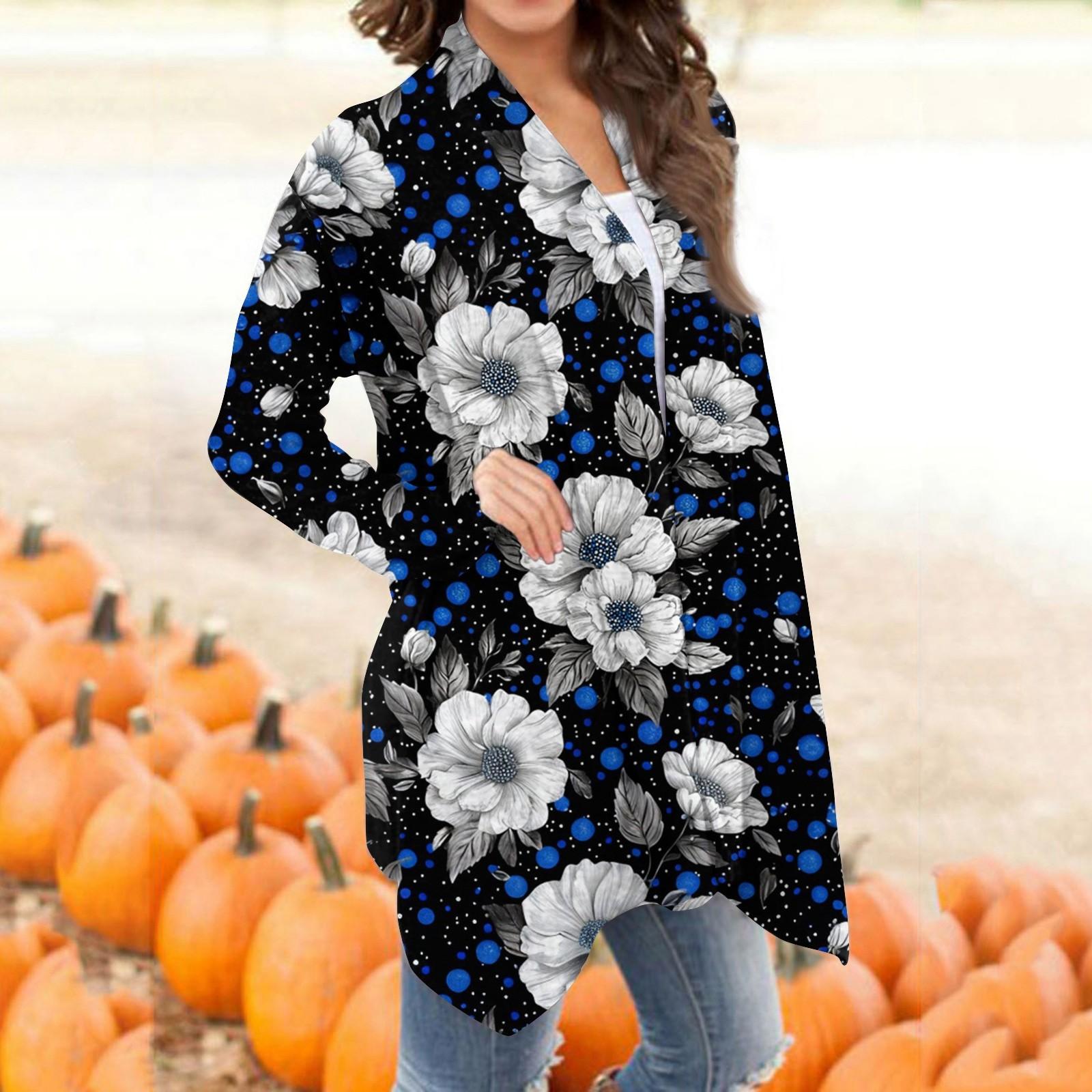 

Women s Fashion Casual Retro Print Mid-Length Cardigan Jacket L чорний