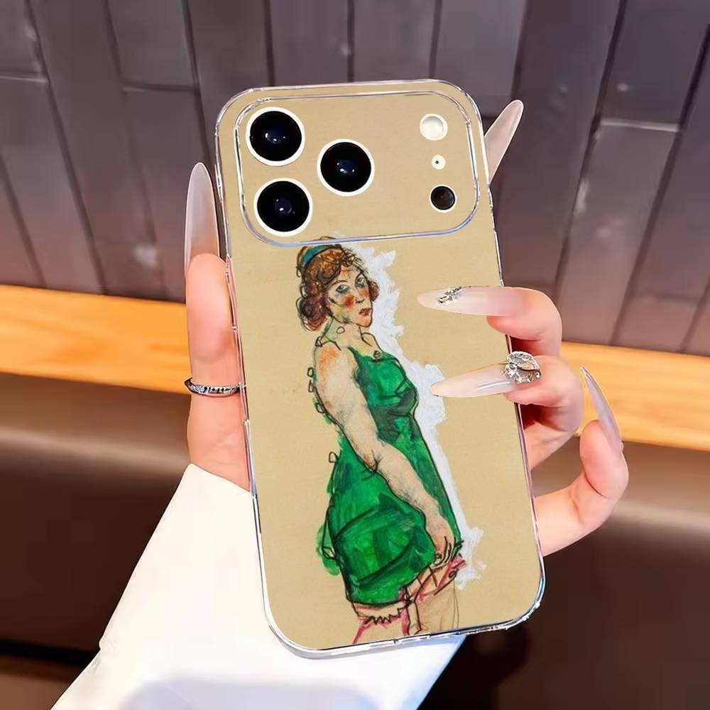 

E-Egon S-Schiele Phone Case For iPhone17,16,15,14,13,12,11 Plus,Pro Max Soft Transparent Cover iPhone13PROMAX