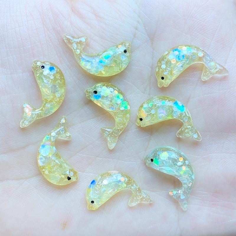 20Pcs Resin Lovely Mini Cartoon Shining Dolphin Flatback Cabochon Scrapbook Kawaii DIY Jewelry Craft Decoration Accessories L69