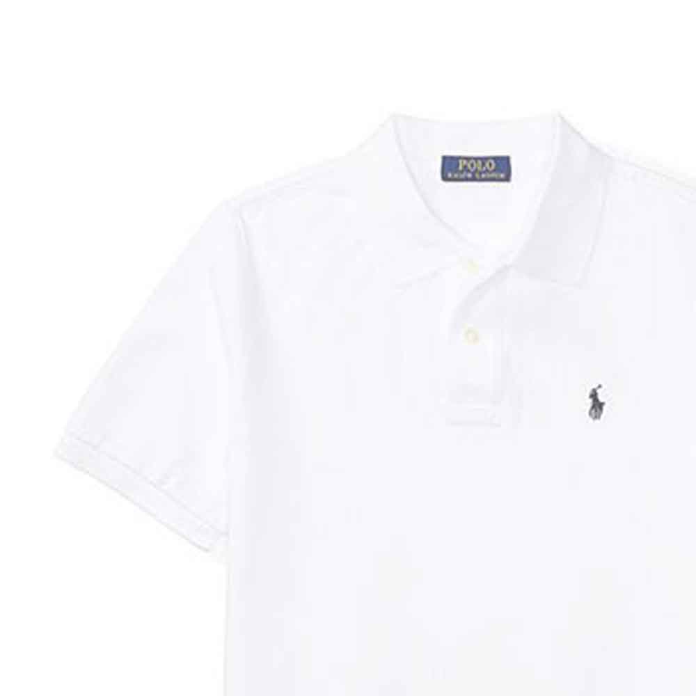 Polo Ralph Lauren Solid Logo Embroidered Cotton Short Sleeve Polo Shirt Kids Tops White CWPOKNIYN820136-100