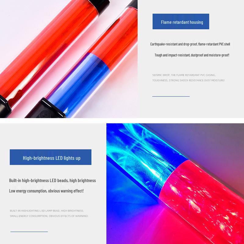 LED Traffic Warning Baton - Handheld Flashing Safety Stick for Night Visibility